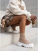 Dámské ponožkové boty ORCE beige FashionStreet ZY0471 Dámské ponožkové boty ORCE beige FashionStreet ZY0471