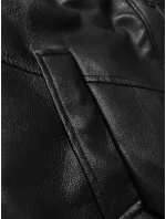 Černá kožená bunda s velkým límcem model 21248134 - Glakate