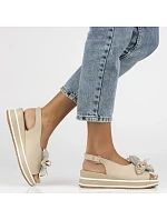 Dámské kožené sandály na platformě béžové Filippo DS7045/26