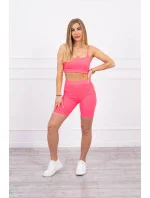 Souprava s kalhotami s vysokým pasem růžové neonové barvy Souprava s kalhotami s vysokým pasem růžové neonové barvy