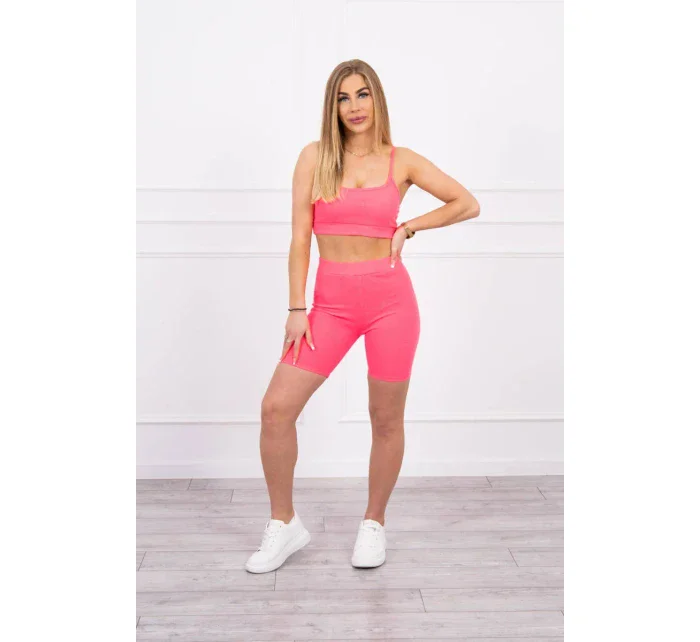 Souprava s kalhotami s vysokým pasem růžové neonové barvy Souprava s kalhotami s vysokým pasem růžové neonové barvy