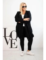 Dámská mikina Plus Size bavlněná s kapucí a zipem černá