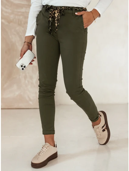 Dámské džínové kalhoty CHARMYOU s páskem olivové FashionStreet UY2270