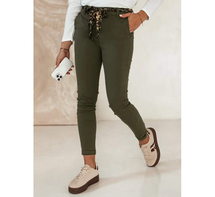 Dámské džínové kalhoty CHARMYOU s páskem olivové FashionStreet UY2270