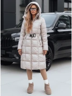 Dámská prošívaná zimní bunda s kapucí FashionStreet béžová TY5490