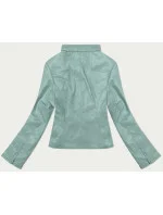 Krátká dámská bunda ramoneska v mátové barvě se stojáčkem J Style (11Z8127)