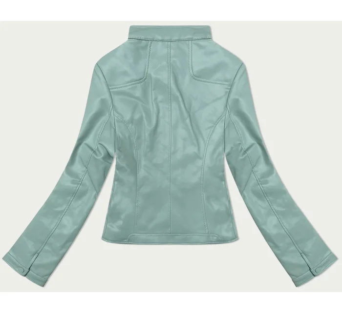 Krátká dámská bunda ramoneska v mátové barvě se stojáčkem J Style (11Z8127)