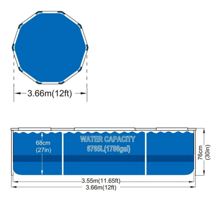OVÁLNÝ RÁM BAZÉNU 366X76CM ULTRA SILNÝ 12016V63