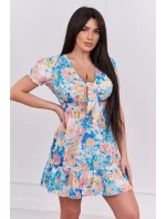 Květinové šaty s výstřihem do V ecru