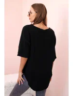 Dámská mušelínová košile s knoflíkem černá Dámská mušelínová košile s knoflíkem černá