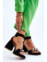 Dámské semišové sandály s podpatky Lewski boty Černá model 21616060 - Boto Dámské semišové sandály s podpatky Lewski boty Černá model 21616060 - Boto