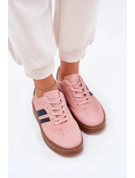 Dámské tenisky na platformě z eko kůže růžové model 21689173 - EVENTO