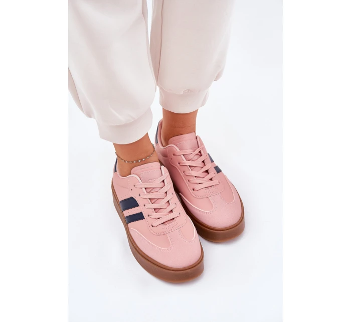 Dámské tenisky na platformě z eko kůže růžové model 21689173 - EVENTO