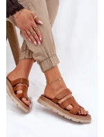 Dámské Pantofle Z Přírodní Kůže Na Platformě Hnědé model 21697400 - Zazoo