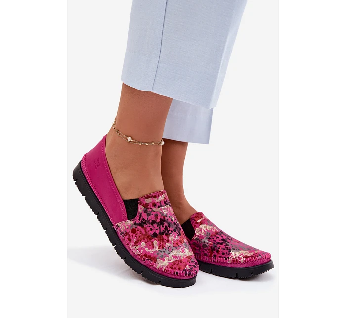 Dámské nazouvací kožené polobotky Maciejka 03512-73 Fuksie