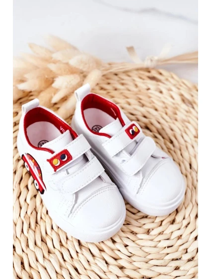 Dětské Tenisky Se Suchým Zipem Bíle-červené Taxi