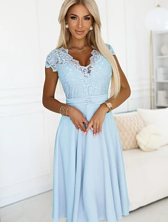 šaty s krajkovým výstřihem modré model 22186135 - numoco