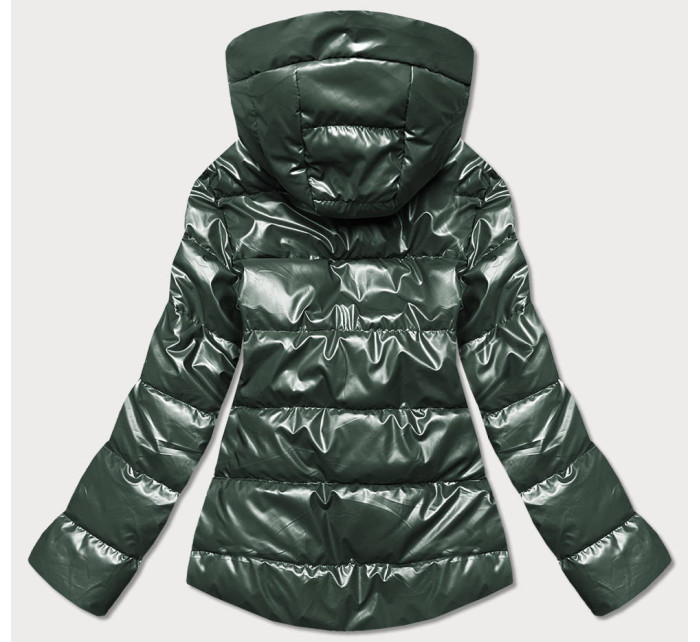 Zelená dámská bunda s kapucí (B8007-10)