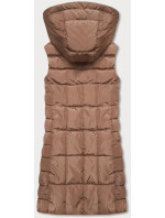 Dámská vesta v karamelové barvě s kapucí (B8089-22)