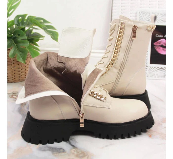 Zateplené kožené boty s řetězem Artiker W HBH40