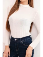 Dámská blůza z model 21777029 s rolákem a dlouhým rukávem světlá béžová - K-Fashion