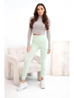 Dámské legíny s vysokým pasem a elastickým pasem mátové