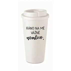 RÁNO NA MĚ VÁŽNĚ NEMLUV. - bílý termohrnek 475 ml