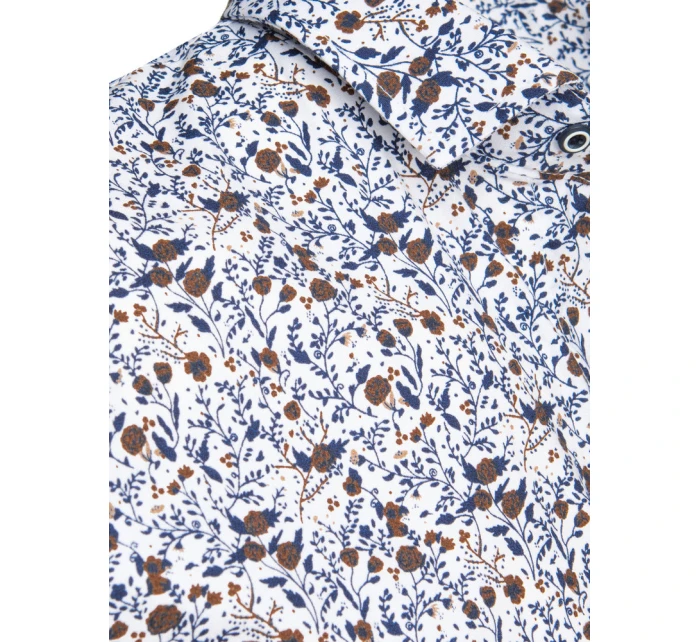 Pánská vzorovaná košile s krátkým rukávem bílá FashionStreet KX1075 Pánská vzorovaná košile s krátkým rukávem bílá FashionStreet KX1075