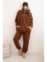 Dámský teplákový komplet model 21441628 z bavlny s kapucí camelový - K-Fashion