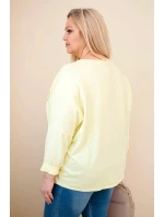 Dámská bavlněná blůza Plus Size s výstřihem do V žlutá Dámská bavlněná blůza Plus Size s výstřihem do V žlutá