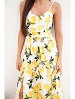 Dámské maxi šaty s na ramínkách ecru model 22205809 - K-Fashion Dámské maxi šaty s na ramínkách ecru model 22205809 - K-Fashion
