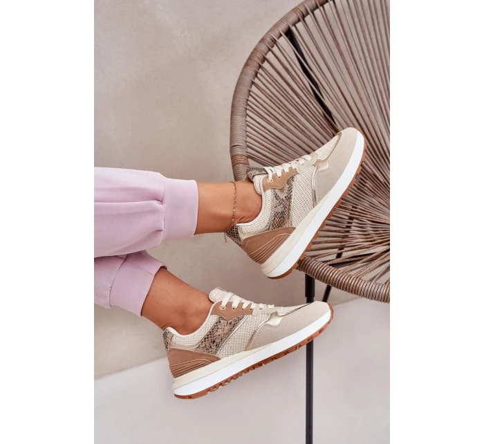 Dámské Sportovní Boty Na Platformě Zvířecí Vzor Béžové Davinara Dámské Sportovní Boty Na Platformě Zvířecí Vzor Béžové Davinara
