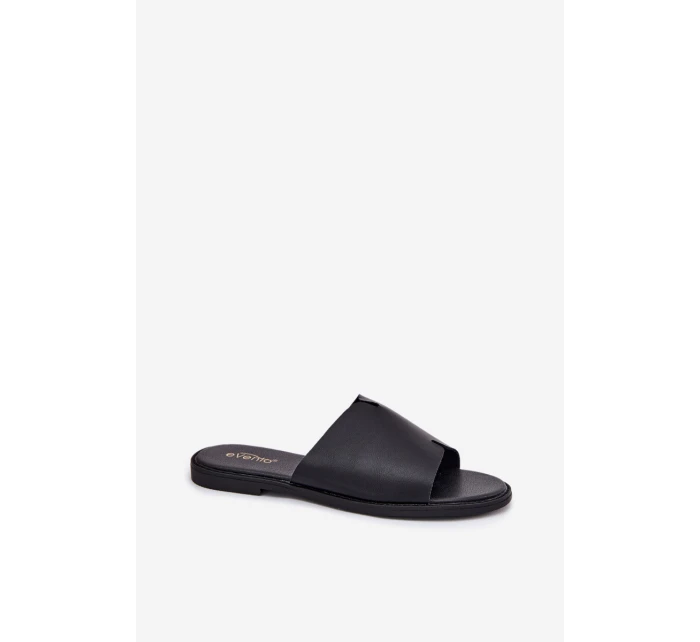 Dámské Pantofle Z Eko Kůže Na Plochém Podpatku Černé Kalimira Dámské Pantofle Z Eko Kůže Na Plochém Podpatku Černé Kalimira