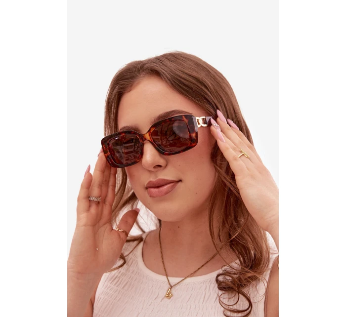 Dámské sluneční brýle s zlatým detailem Hnědé