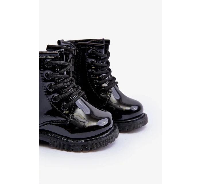 Dětské lakované kotníkové boty na zip, Black Tibbie