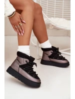 Dámské nízké sněhule s hřejivým kožíškem a silným šněrováním Xarina – černé Dámské nízké sněhule s hřejivým kožíškem a silným šněrováním Xarina – černé