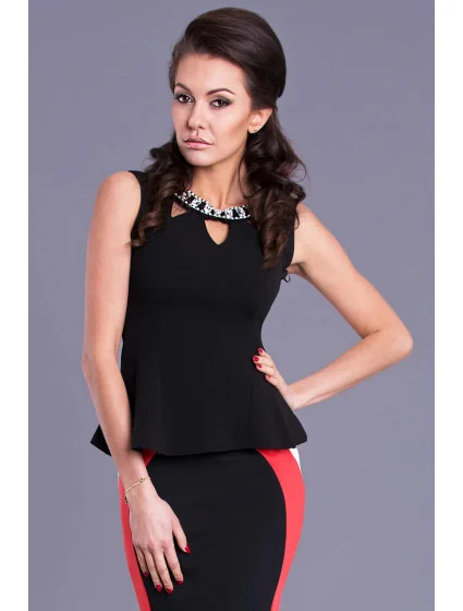Dámský elegantní top EMAMODA černý - Černá / S - EMAMODA