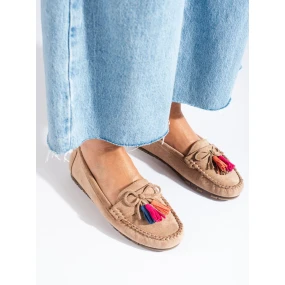 Komfortní dámské mokasíny hnědé bez podpatku Komfortní dámské mokasíny hnědé bez podpatku