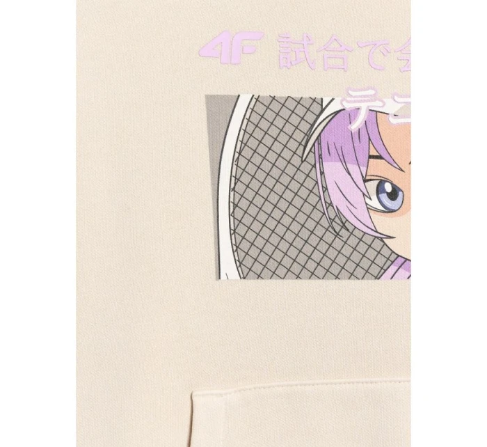 Dívčí nepruhovaná mikina s kapucí 4F 4FJRAW25TSWSF2294-11S