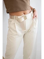 Kalhoty Puntor s páskem světle béžová