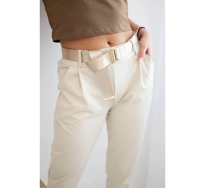 Kalhoty Puntor s páskem světle béžová