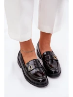 Lakovane Dámské Mokasíny Se Srdíčkem Černé S.Barski HY51-379