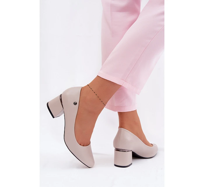 Lodičky na podpatku model 22095190 Šedé - VINCEZA