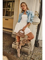Bežové kotníkové boty typu na podpatku model 22349199 - Boto