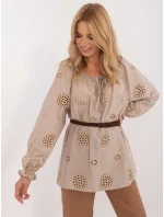 Bluzka LK BZ model 20470320 ciemny bezowy - FPrice Bluzka LK BZ model 20470320 ciemny bezowy - FPrice