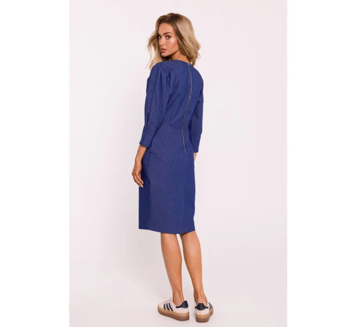 M803 Šaty s puff rukávy - modré