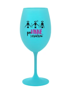 POVINNÉ CVIČENÍ - tyrkysová sklenice na víno 350 ml
