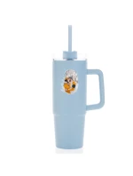 Personalizovaná termoska s průhledným víčkem s květinový ohraničením 