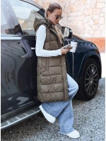 Dámská dlouhá prošívaná zelená vesta FashionStreet TY5268