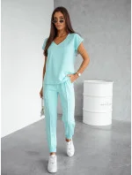 Dámský bavlněný dvoudílný komplet v tyrkysové barvě model 21056401 - Moon